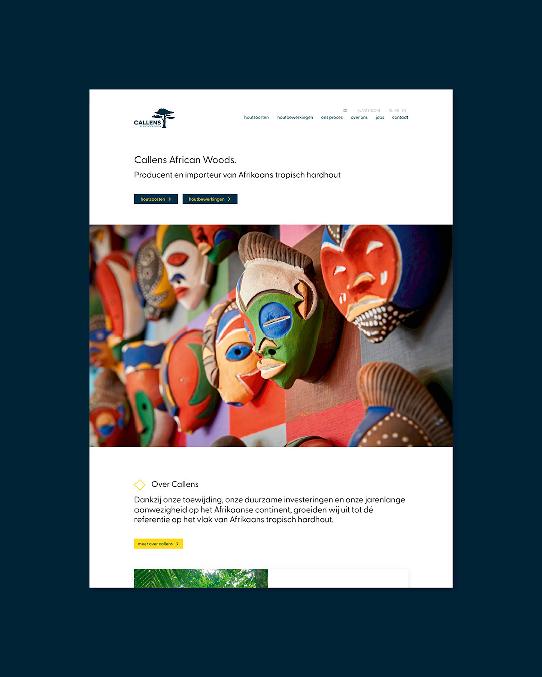 screenshot van de website van callens voor een case
