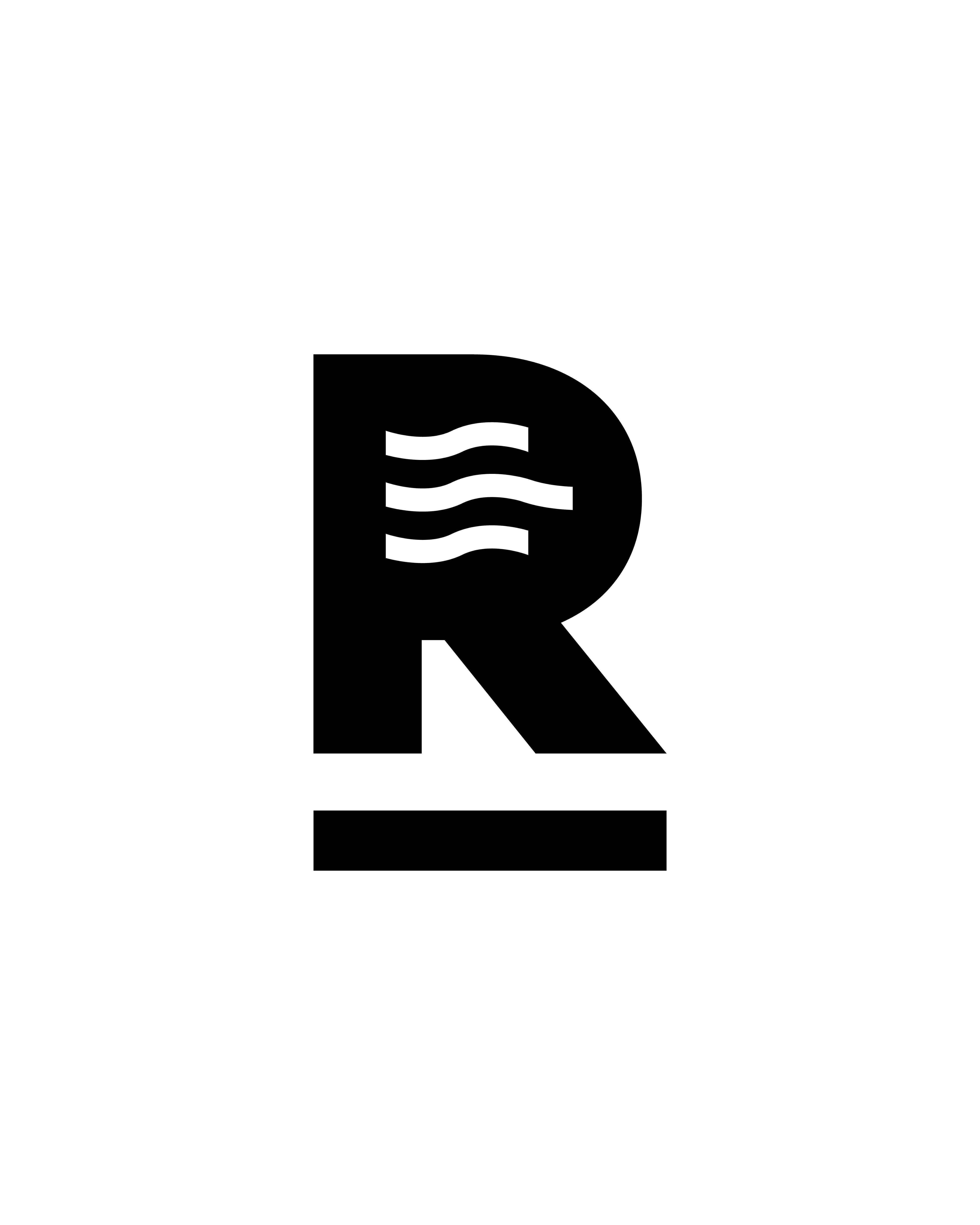 zwart icoon met de letter R afkomstig van het logo van rofco
