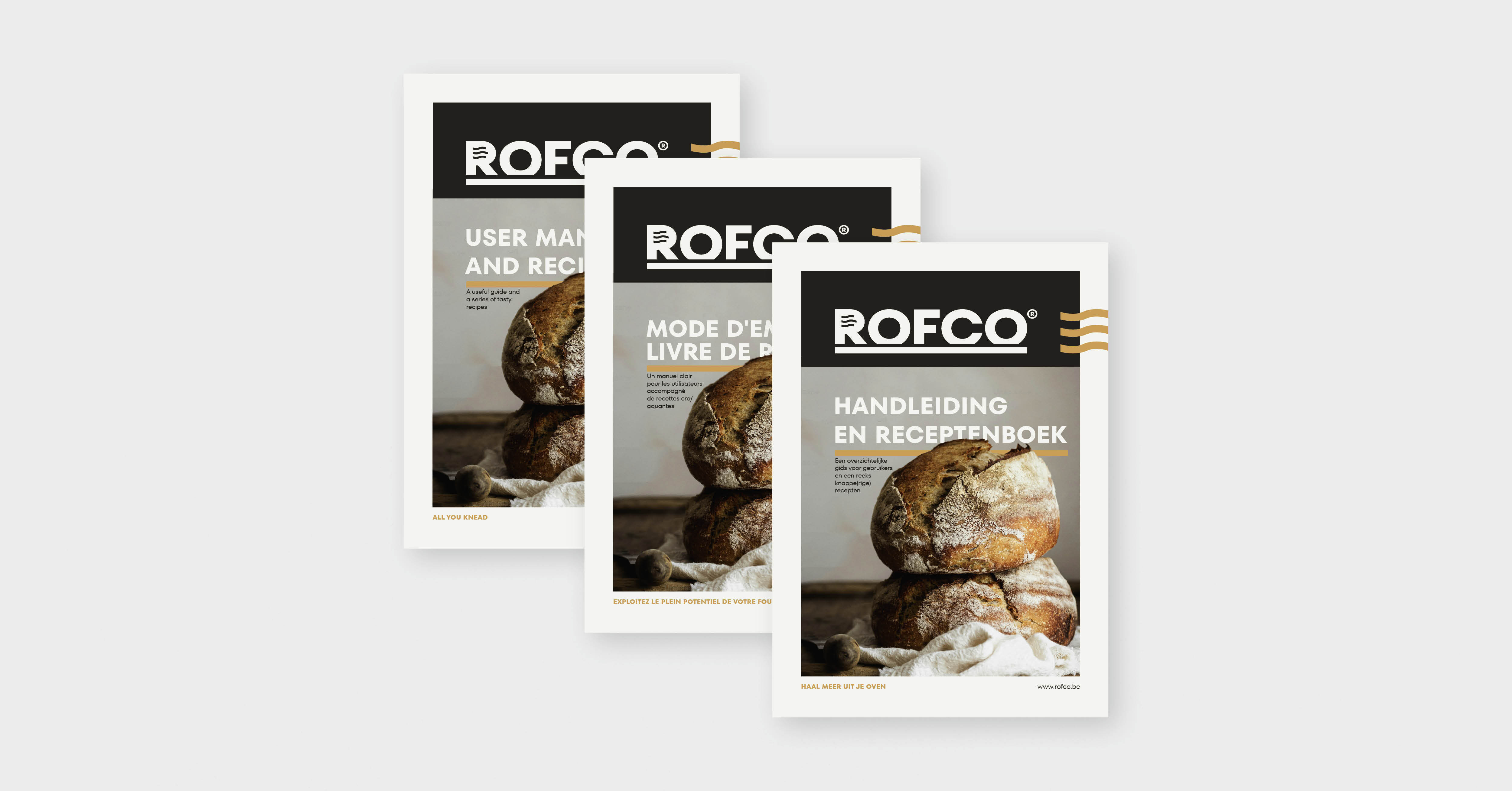 mockup van drie brochures van rofco